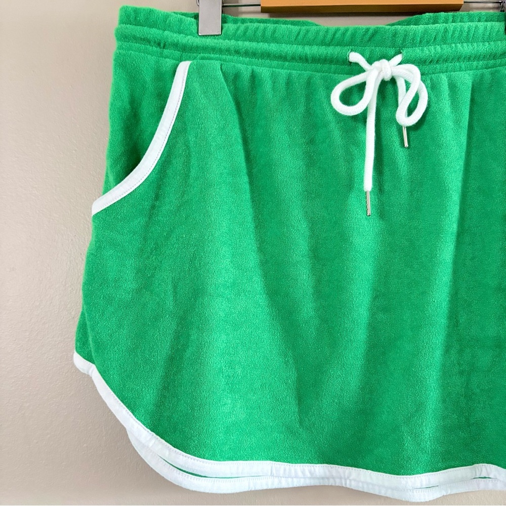 Lavon Green Terry Cloth Mini Skirt with White Trim - Picture 3 of 11